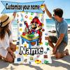 Custom Name Personalized Super Mario Print Beach Towel, for Trip Camping Beach Party Home Decor, Birthday Gift for Family & Friends