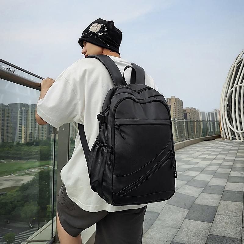 Business Men's PU Backpack Computer Backpack Student Large Capacity Schoolbag