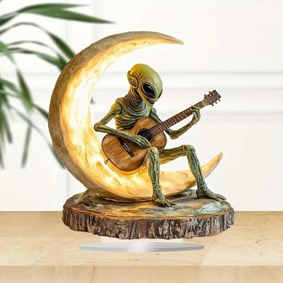 Alien Figur Dekoration Boho Dekoration Alien Statue Alien Figur Schreibtisch Dekoration Garten Dekoration Sammlerfiguren Acryl Mond Gitarrist