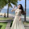 French Temperament Streamer Slanted Shoulder Tube Top Dress Fairy Summer Seaside Vacation Sexy Long Skirt