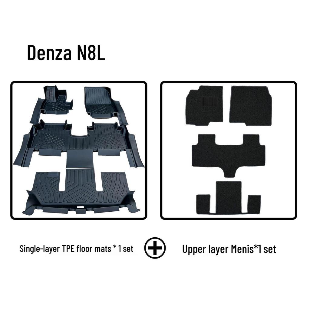 Eco-Friendly TPE Floor Mats for BYD N8L - Odorless, Wear-Resistant, Double-Layer, Includes Door Sill Protection