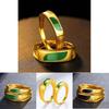 Elegant Geometric Design Brass Gold Plated Agate Ring Couple Fashion Jewelry