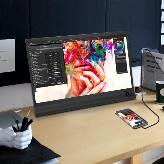 15.6-inch FHD IPS Laptop Expansion Screen 1080P High Clarity Portable School Work Entertainment Expansion Screen with Holder