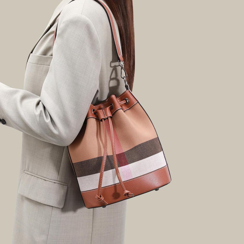 Damen Retro Colorblock Eimer Tasche - Vielseitige Umhänge- & Schultertasche für Arbeit & Pendeln (2026)