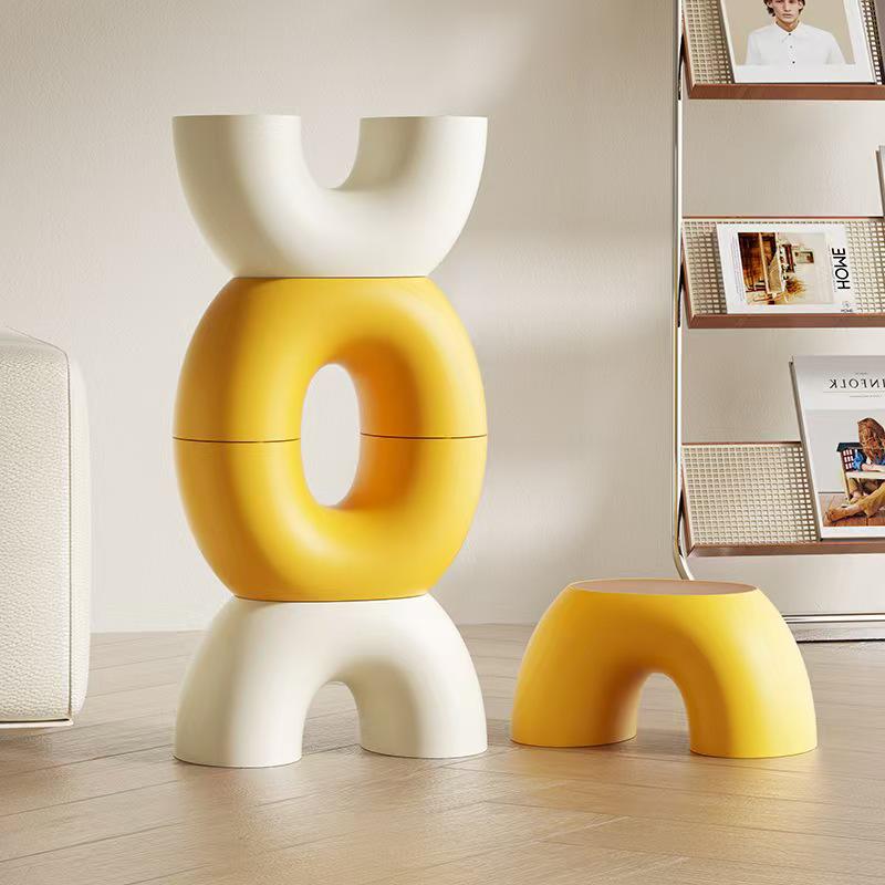Creative Rainbow Storage Stool for Kids - 3D Cushion, Non-slip, Round Foot Stool for Living Room or Shoe Changing.