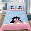Housse de couette Taie d'oreiller Ensemble de literie Mignon Chat Lucifer Adulte Garçon Fille Décoration de chambre à coucher Cadeau pour enfants Simple Double Grande Taille