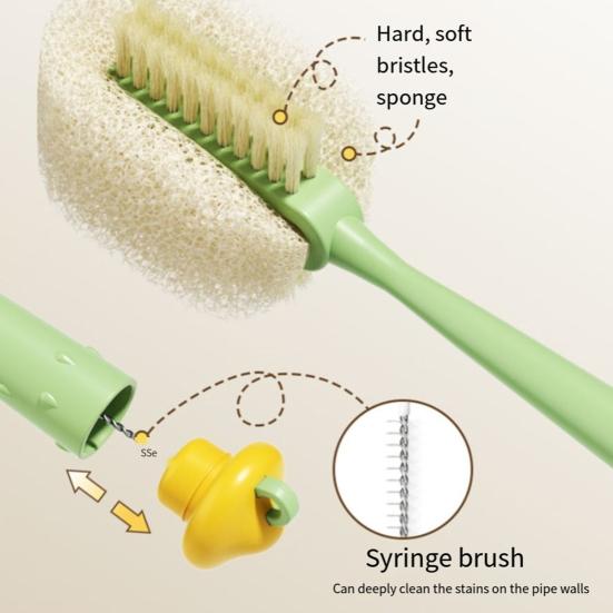 3 In 1 Cup Cleaning Brush Honeycomb Sponge Long Handle Design Water Cup Scrubber Stain-resistant Cup Cleaning Kit