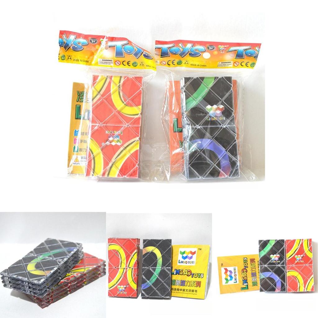 Set Magico Lingao 8 Pezzi Nero Con Base Rossa Corsa ad Alta Velocità Materiale Abs