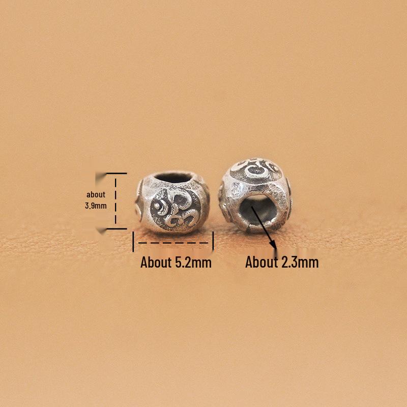 Thai Handmade Sterling Silver Large Hole Bead Bracelet - Retro Prayer Beads for DIY Accessories