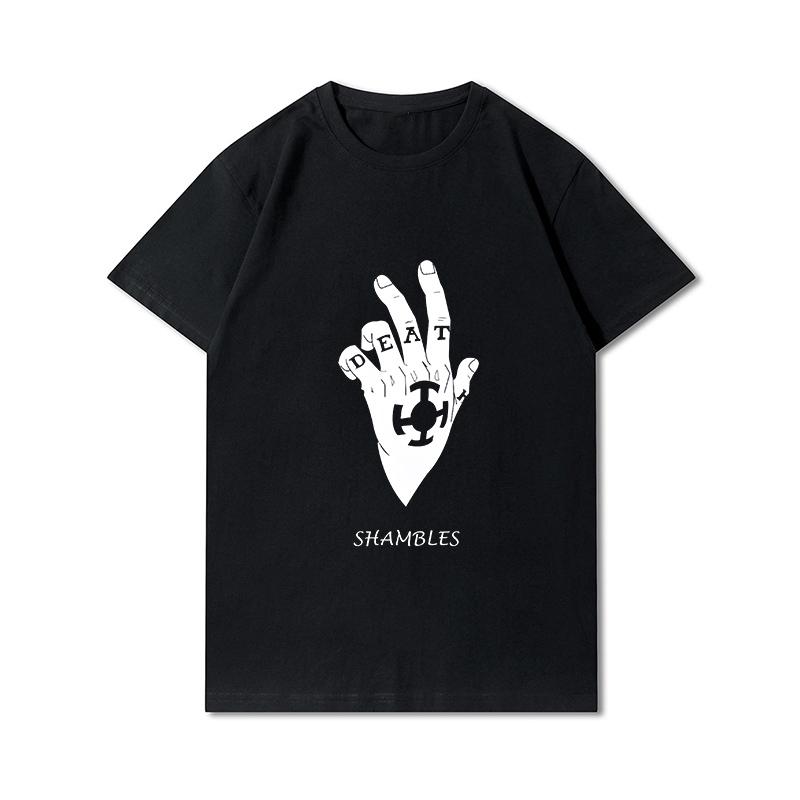 Summer Men s Clothes Printed Soft Unisex Cotton White Tees Anime Summer Blouse T-Shirts Men s Fashion Tops S чёрный