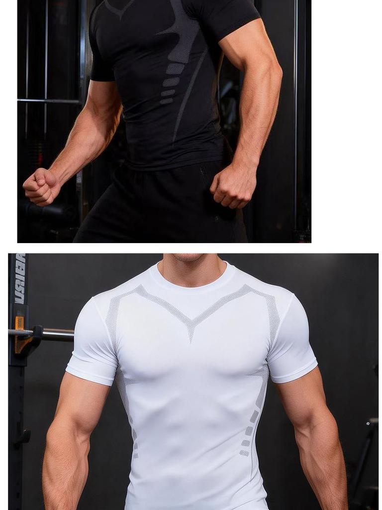 Tricou Sport Bărbați cu Uscare Rapidă și Compresie pentru Fitness, Alergare, Baschet și Fotbal