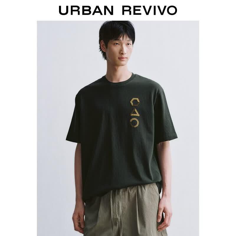 UR2026 Men s Casual Colorblock Embroidered Crew Neck T-Shirt XS