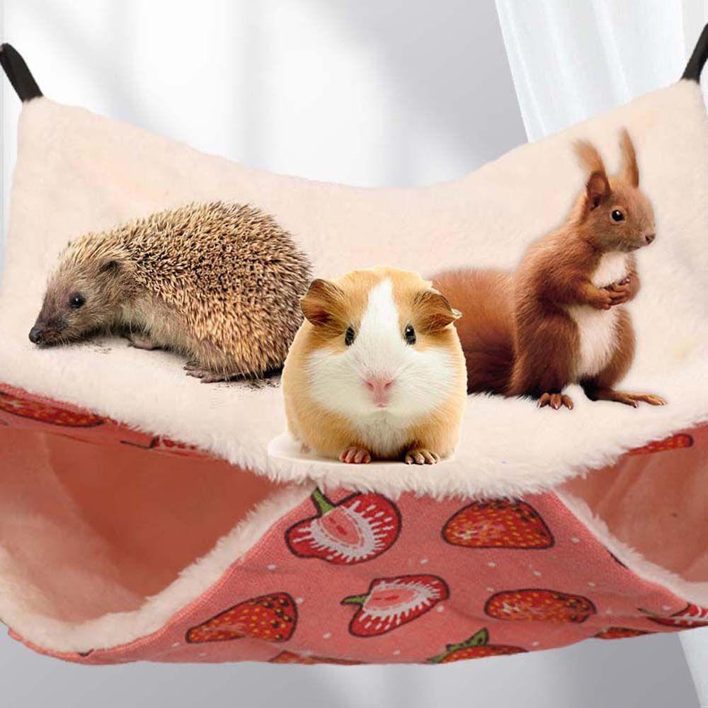 Pet Cage Accessories Plush Double-layer Rat Bed Guinea Pig Hideout Hanging Hammock Hamster House