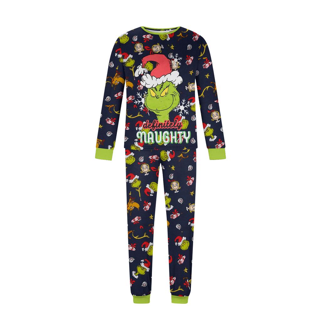 Print Cute Family Set Pajamas, Home Clothes, Family Set Long Sleeve Top Pants Set
