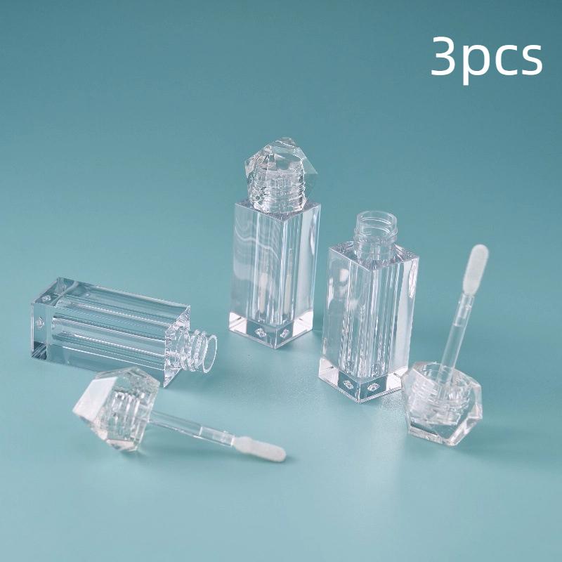 1/3 st 3/6 ml Diamant Klar Tom Läppglansbehållare Plast Återfyllningsbar Kosmetisk Läppstift Behållare Provflaska för Smink