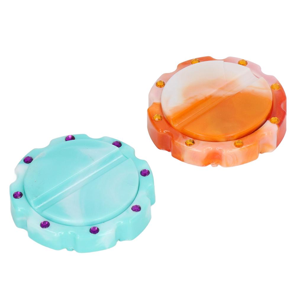 2 Pcs Cyan Yellow Portable Storage Disc Needle Sucker Round Plastic Magnetic Sewing Needle Holder with 32 Needle