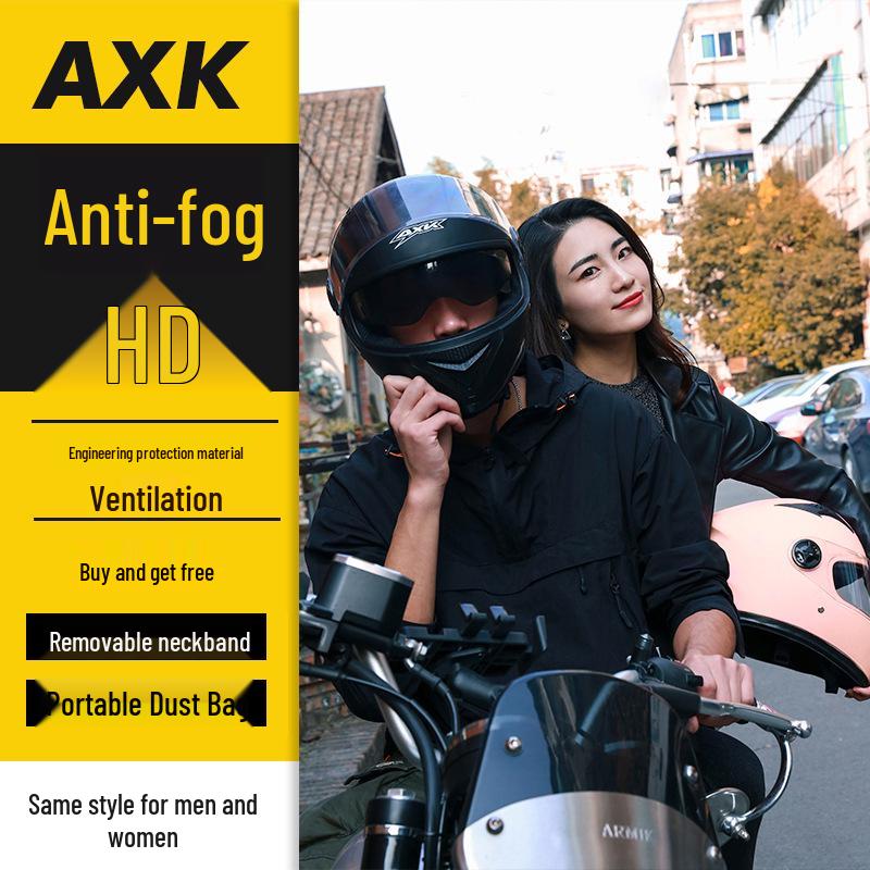 Men’s Anti-Fog Winter Motorcycle Helmet - Full Coverage, Warm, Electric Car Compatible