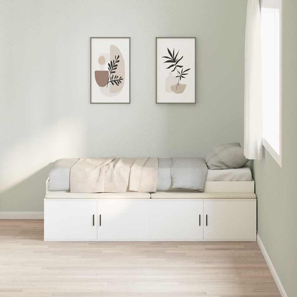 Bed Frame with Drawers White 90 x 200 cm Particleboard