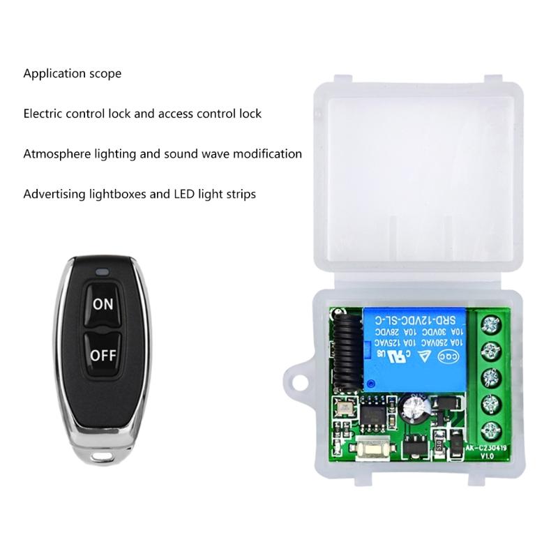 433Mhz DC12V 10A Single Channel Relays Module Receiver Wireless Remote Control Switches for Pump Security System