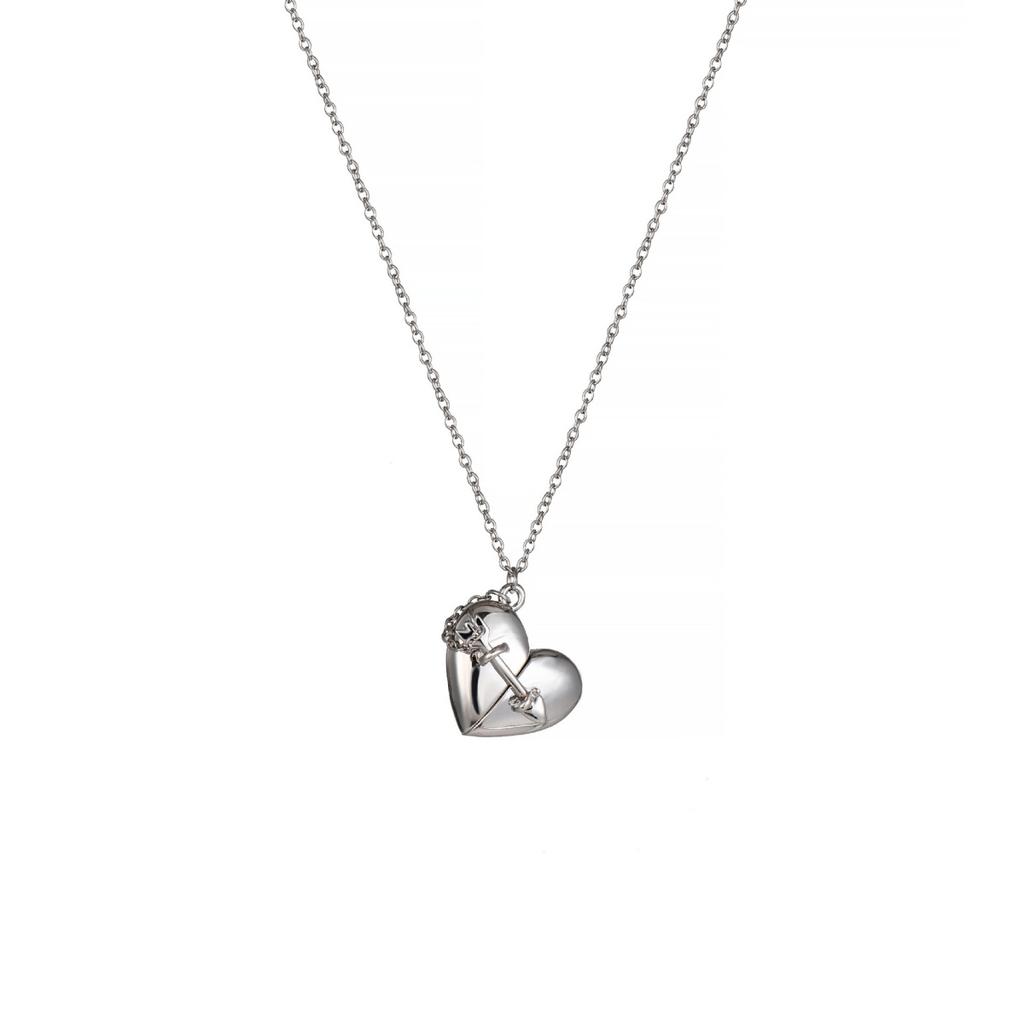 Valentine's Day Design Love Box Opening and Closing Peach Heart Pendant Necklace, Copper, Plated True Gold Color Preserving