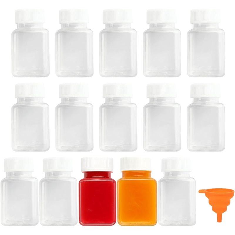 

ABMH-For Filling Transparent Small Plastic Bottles 15Pcs 100 Ml Empty Shot Bottles With Lid, For Juice Water Smoothie Bottle білий