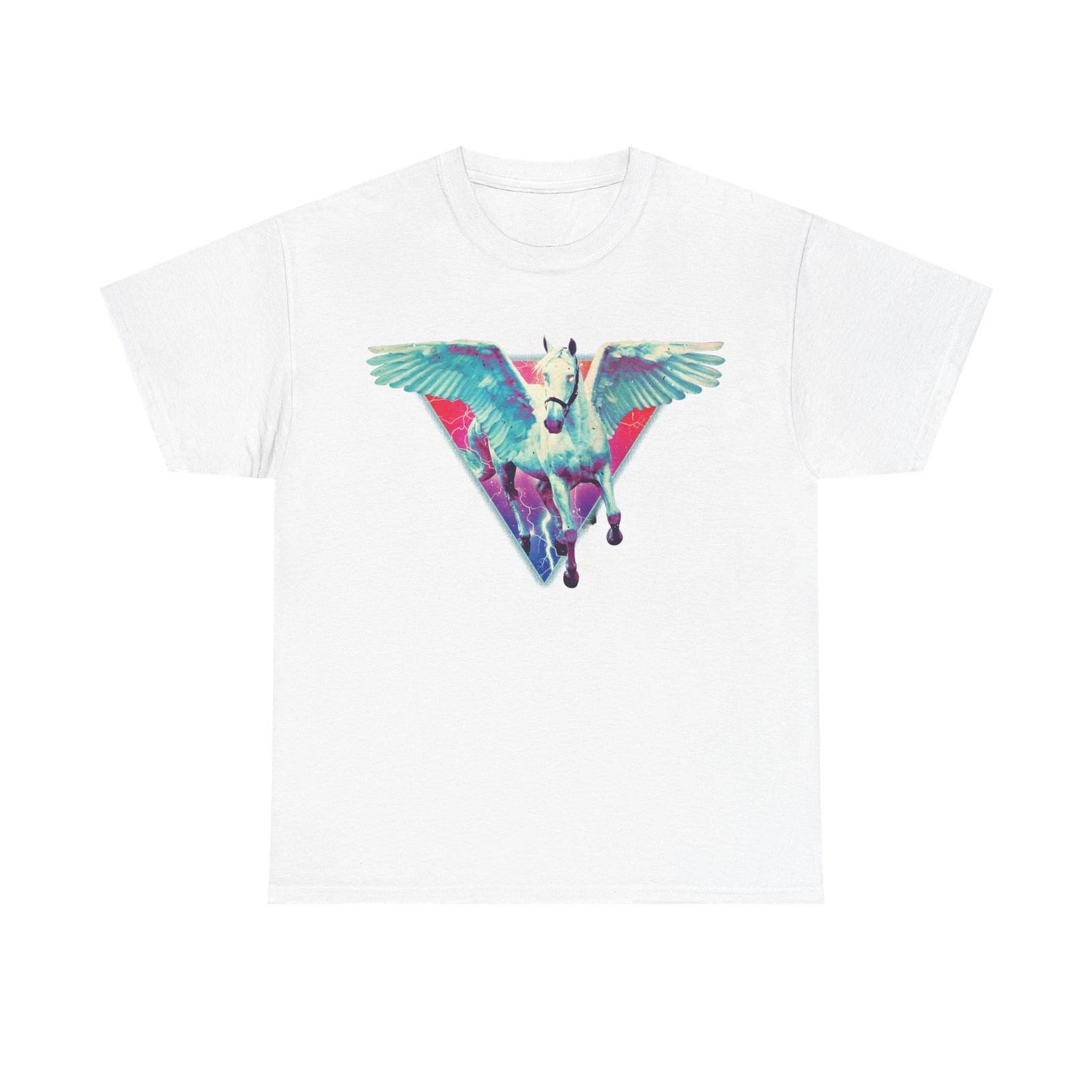 Pegasus Cool Graphic Tee Flying House Vintage Retro Design T-Shirt 4XL