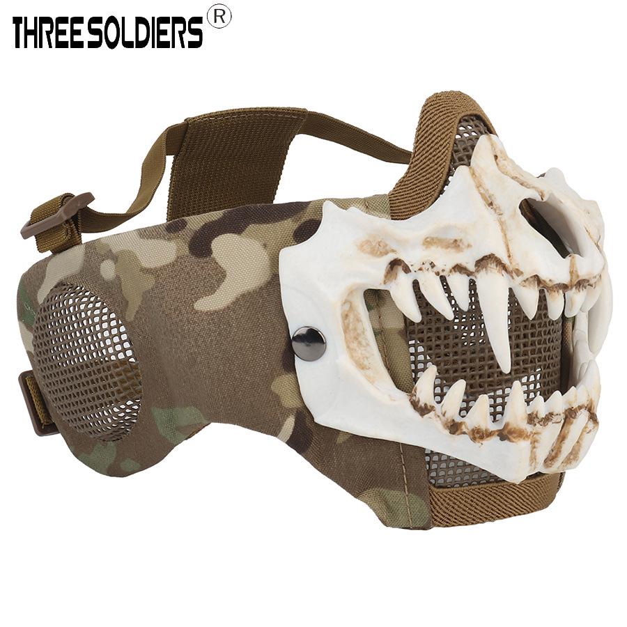 Fang Skull Mask with Ear Protection for Halloween and Outdoor Cycling