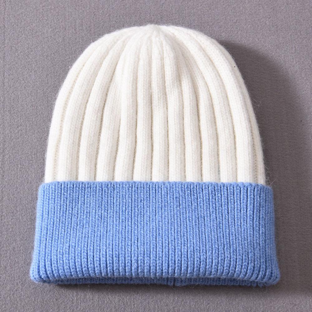 Children's rabbit velvet knitted hat double-match color soft cute outdoor wool hat warm real raccoon fur ball removable
