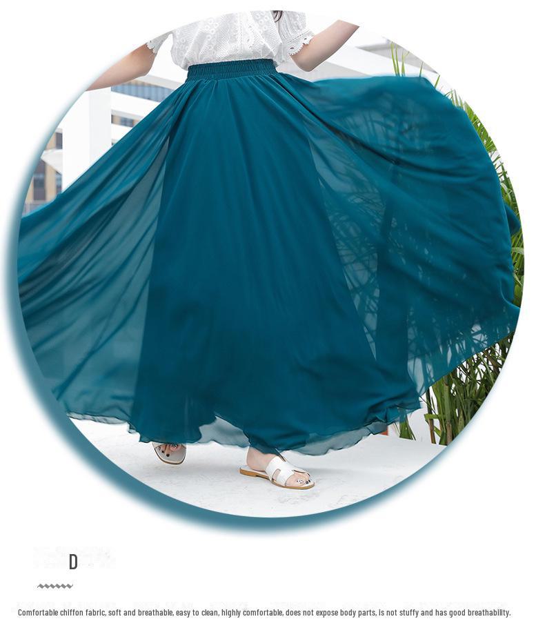 Elegant Spring Chiffon Swing Dress - A-Line Layered Beach Fairy Skirt for Women