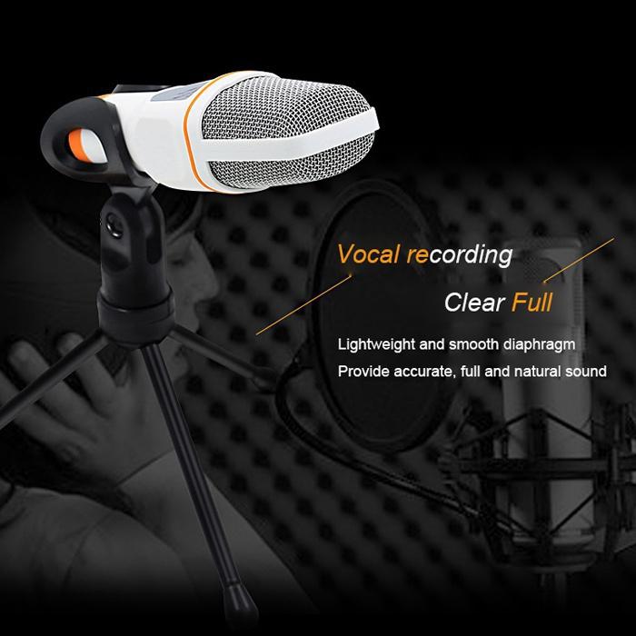 Professionelles 3,5-mm-Kondensator-Soundmikrofon mit Ständer für PC, Laptop, Skype-Aufnahme, für iPhone, Android-Telefon, Computer, Gaming, Live-Streaming, YouTube