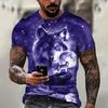 Summer New T-shirt Men's Animal 3D Print Wolf Short Sleeve Top Casual Street Plus Size Men's Clothing