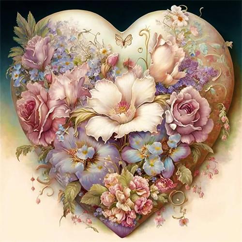 Diy Diamond Painting Heart Flower Home Decor Full Square Round Embroidery Mosaic Fantasy Landscape Wall Art
