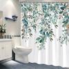 Watercolor Plant Leaf Shower Curtain Thanksgiving Gift Polyester Green Leaf Printed Shower Curtain Bathroom Decoration