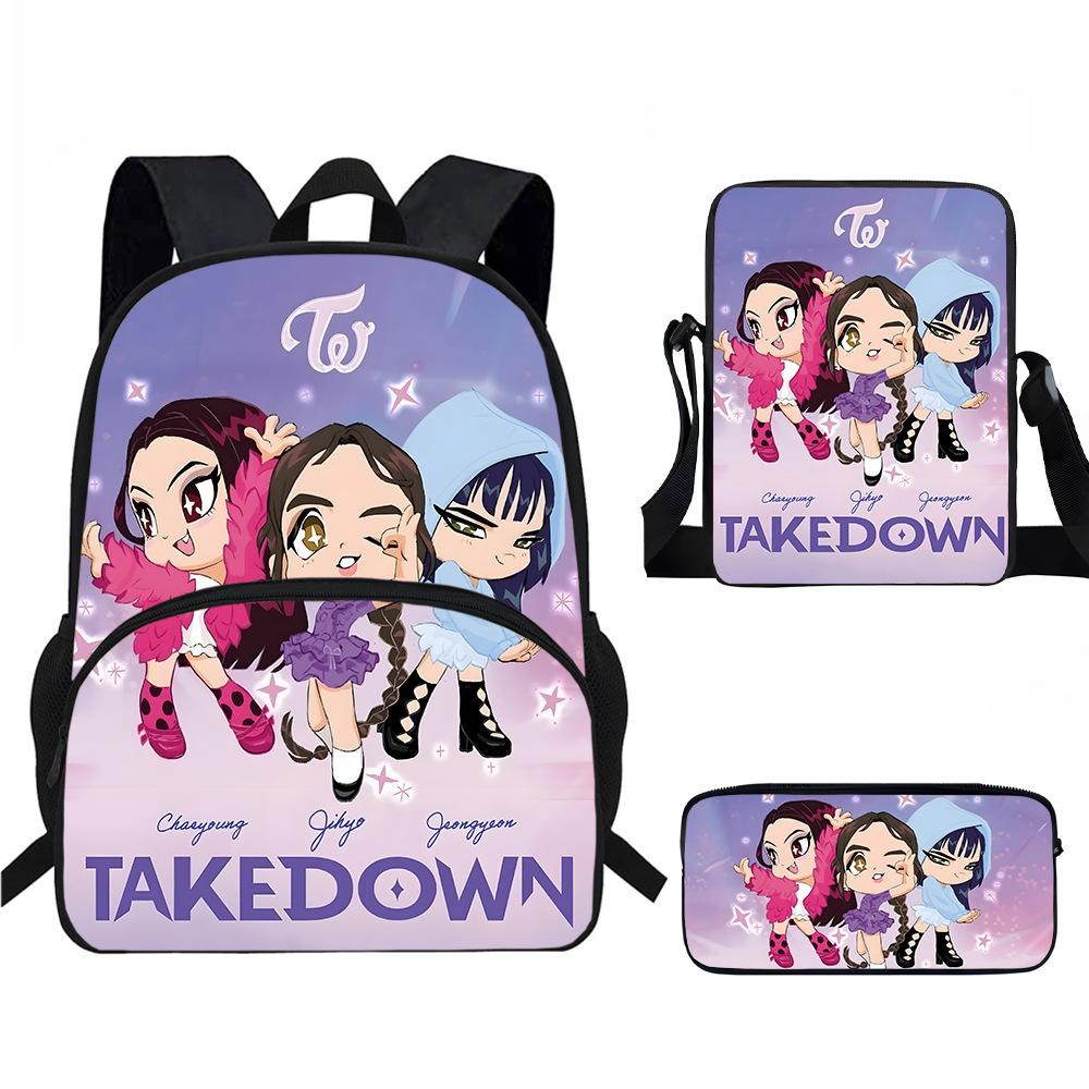 K-Pop Dämonenjäger 3-teiliges Schülerrucksack-Set Anime-Thema Trendiges bedrucktes Rucksack-Set