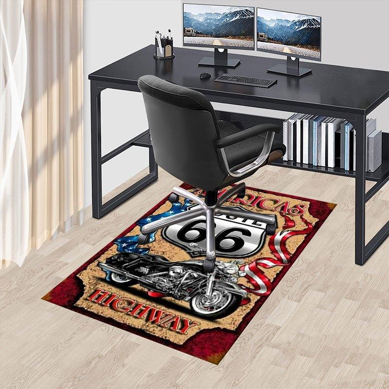 "Americas Route 66 Highway Metal Sign Motorcycle Decor"Office Mat Home Decor Office Desk Chair Rugs Chair Carpet for Office Chair Mat Gift F
