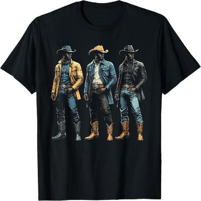 Black Cowboy Western Rodeo Melanin Black History Texas Men T-Shirt(4)