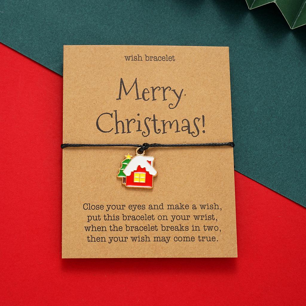 6Pcs/Set Christmas Series Santa Claus Snowman Tree Pendant Bracelets For Women Men Adjustable Rope Unisex Bracelets Jewelry Set