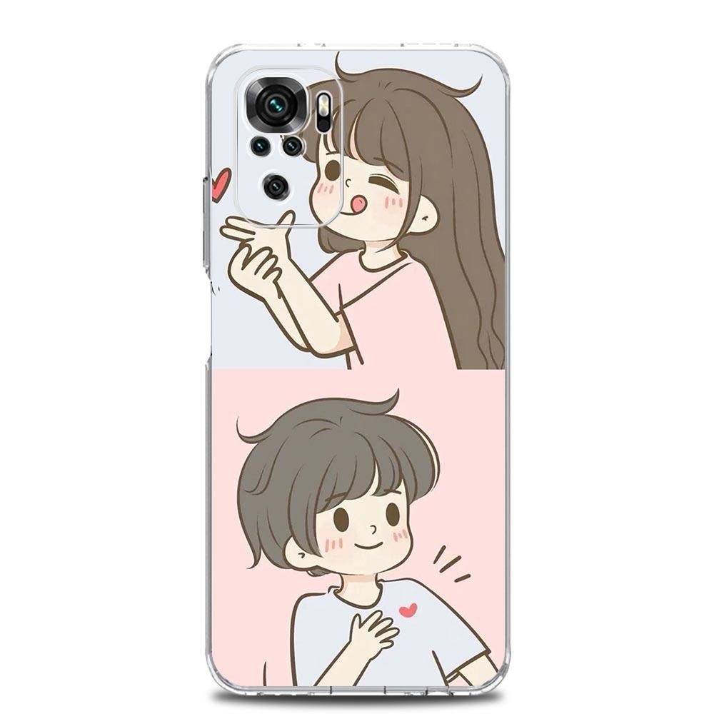 Phone Case For Xiaomi Redmi Note 15 14 13 12 4G 10 11 Pro Plus 5G 14C 13C 12C 10C Clear Soft TPU Cover Cute Boy Girl Couple