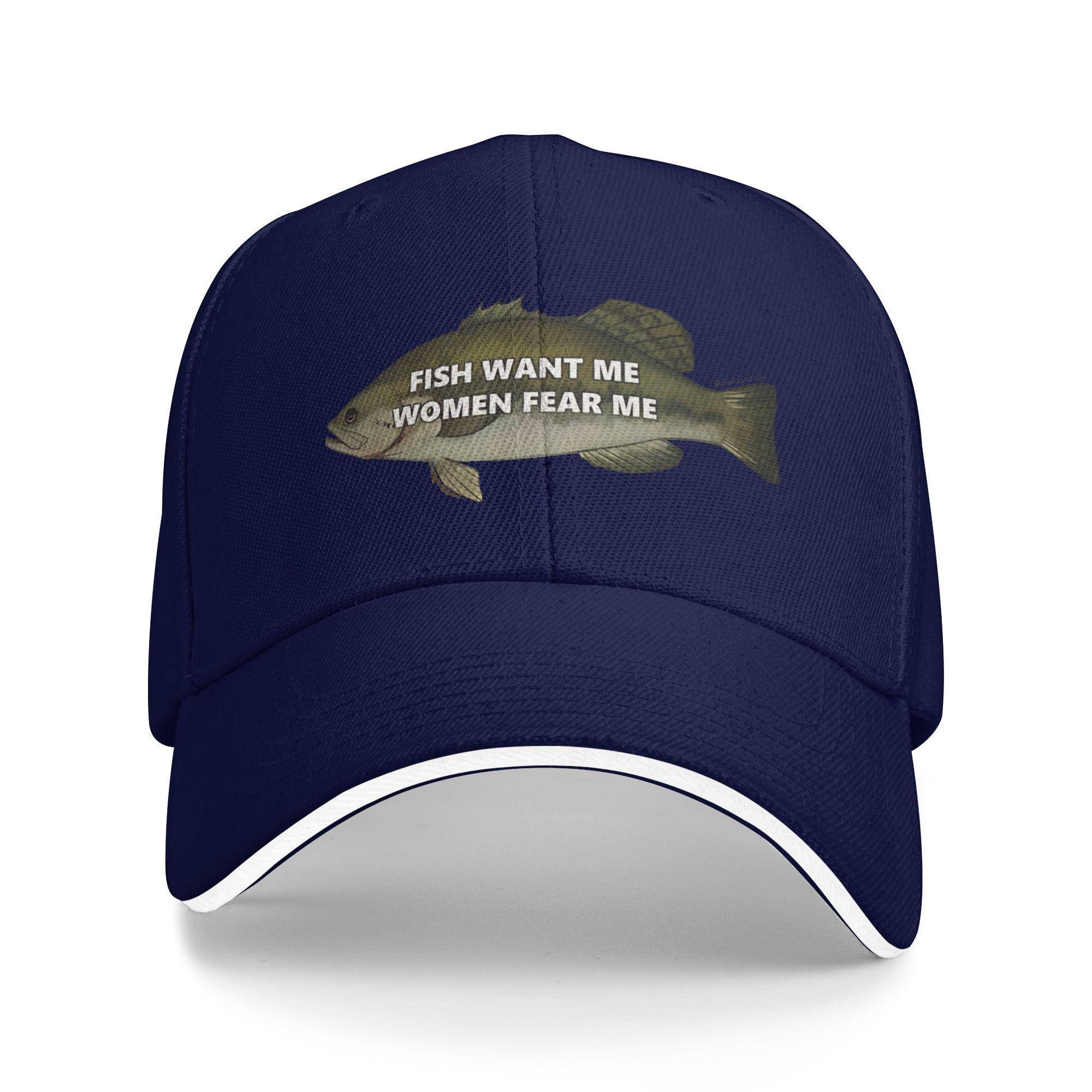 

Fish Want Me Women Fear Me Sun Baseball Cap Summer Unisex-Teens Custom Trucker Hat High Quality Trendy Kpop Rock Baseball Caps One Size темно-синього кольору