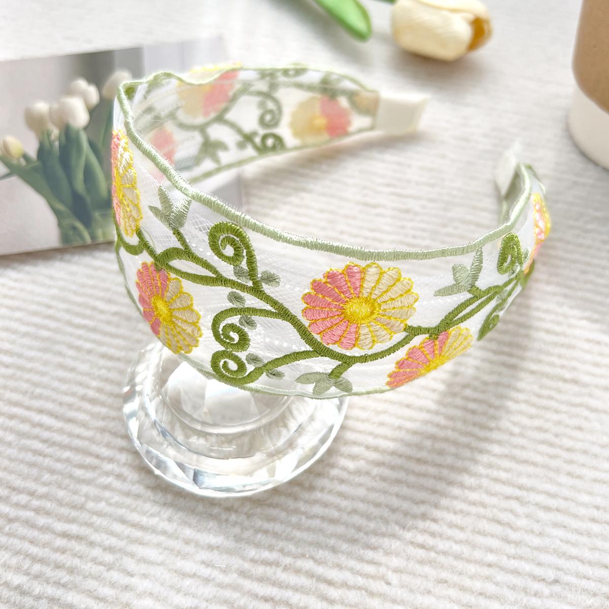 

Элегантная вышитая цветочная повязка на голову для женщин, милая повязка на голову с принтом бабочки, модный винтажный аксессуар для волос в этническом стиле
