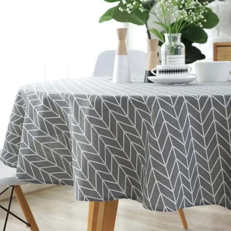 Diameter 120/150cm Nordic Round Tablecloth Cotton Linen Washable Hotel Banquet Table Cloth Wedding Party Christmas Table Cover