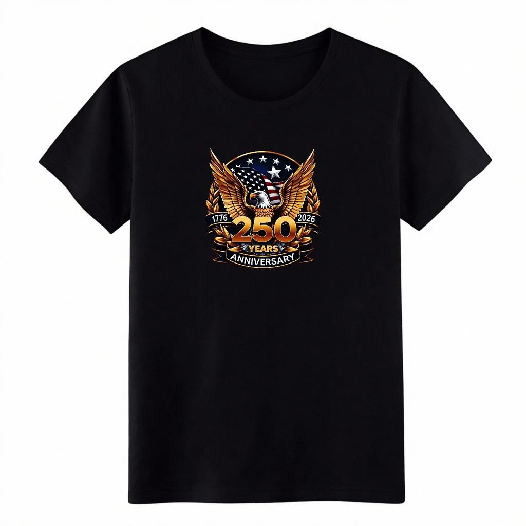 Unisex USA 250th Anniversary 1776-2026 Patriotic Eagle print T-Shirt Casual Tee