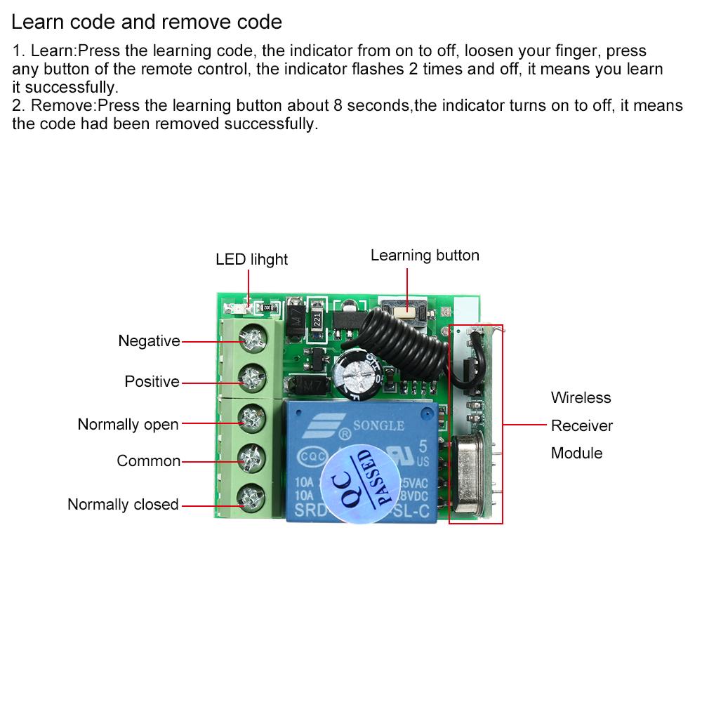 Comutator universal pentru telecomandă fără fir DC 12V 1CH Modul receptor releu și transmițător RF Control electronic de blocare