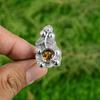 Natural Citrine November Statement Elegant Flower Daughter Ring Sterling Silver