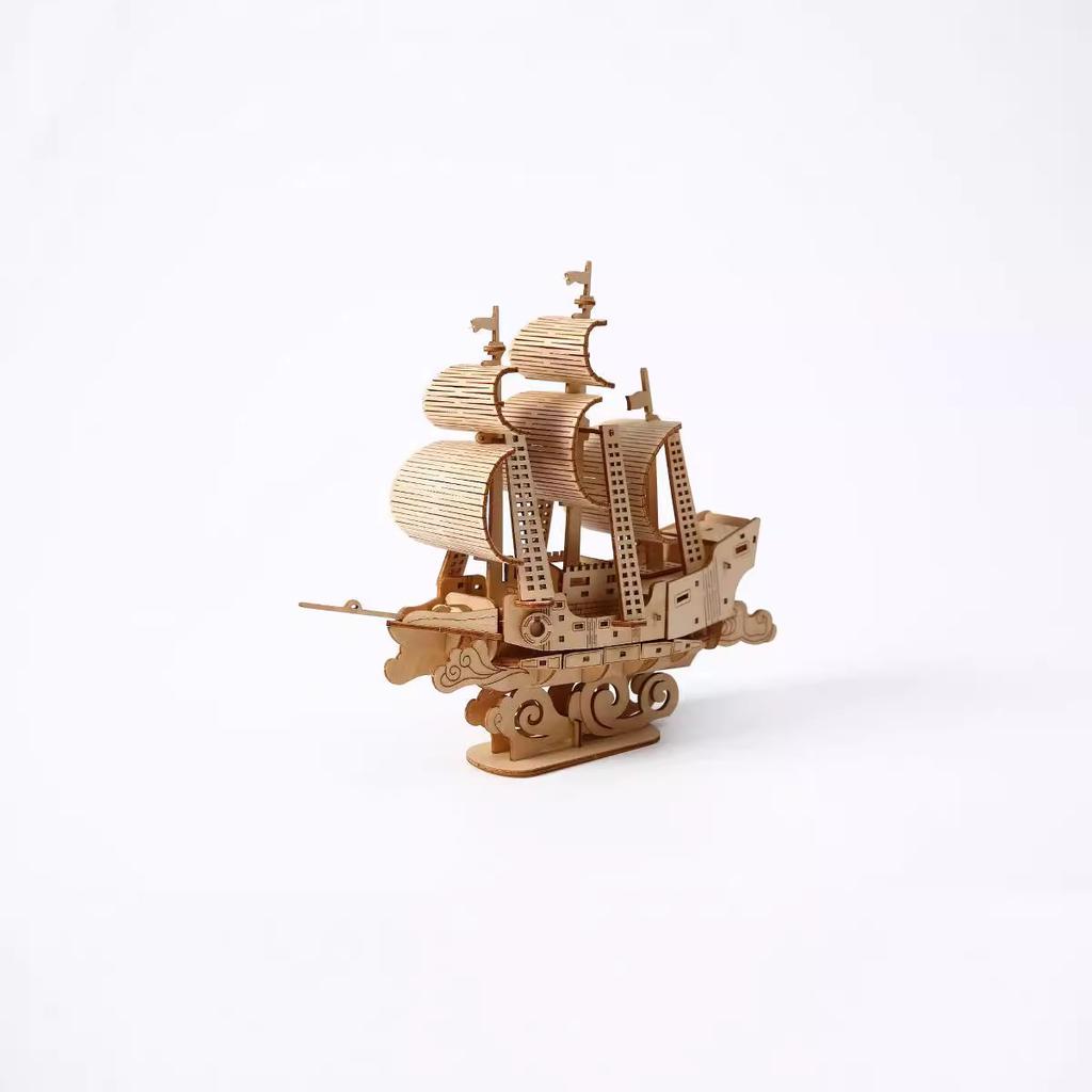 DIY Handmade Wooden Ocean Sailboat Model 3d Three-dimensional Puzzle Gift Children's Toys Desktop Furnishings