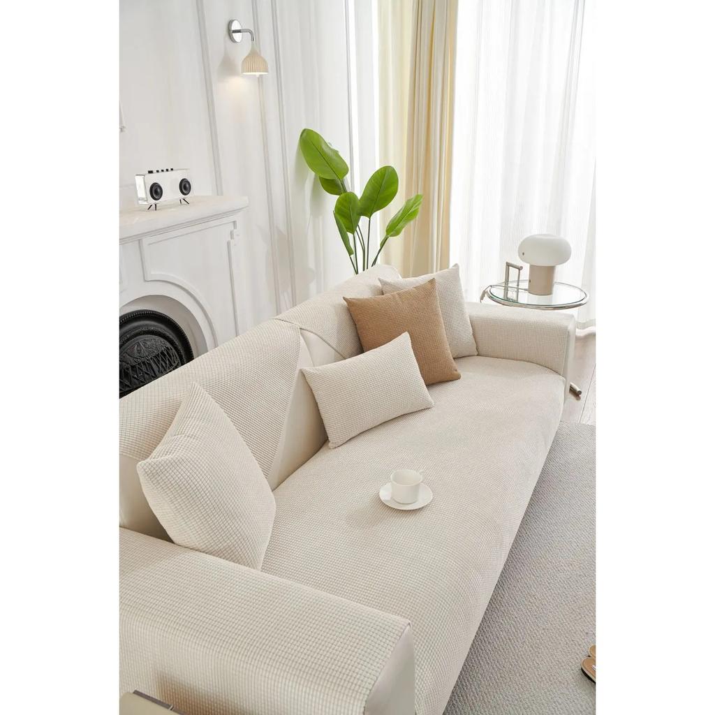 Einfarbige Sofabezüge für das Wohnzimmer, rutschfeste, staubdichte Sofabezüge, universelle, waschbare Sofas, wasserdichtes Sofakissen