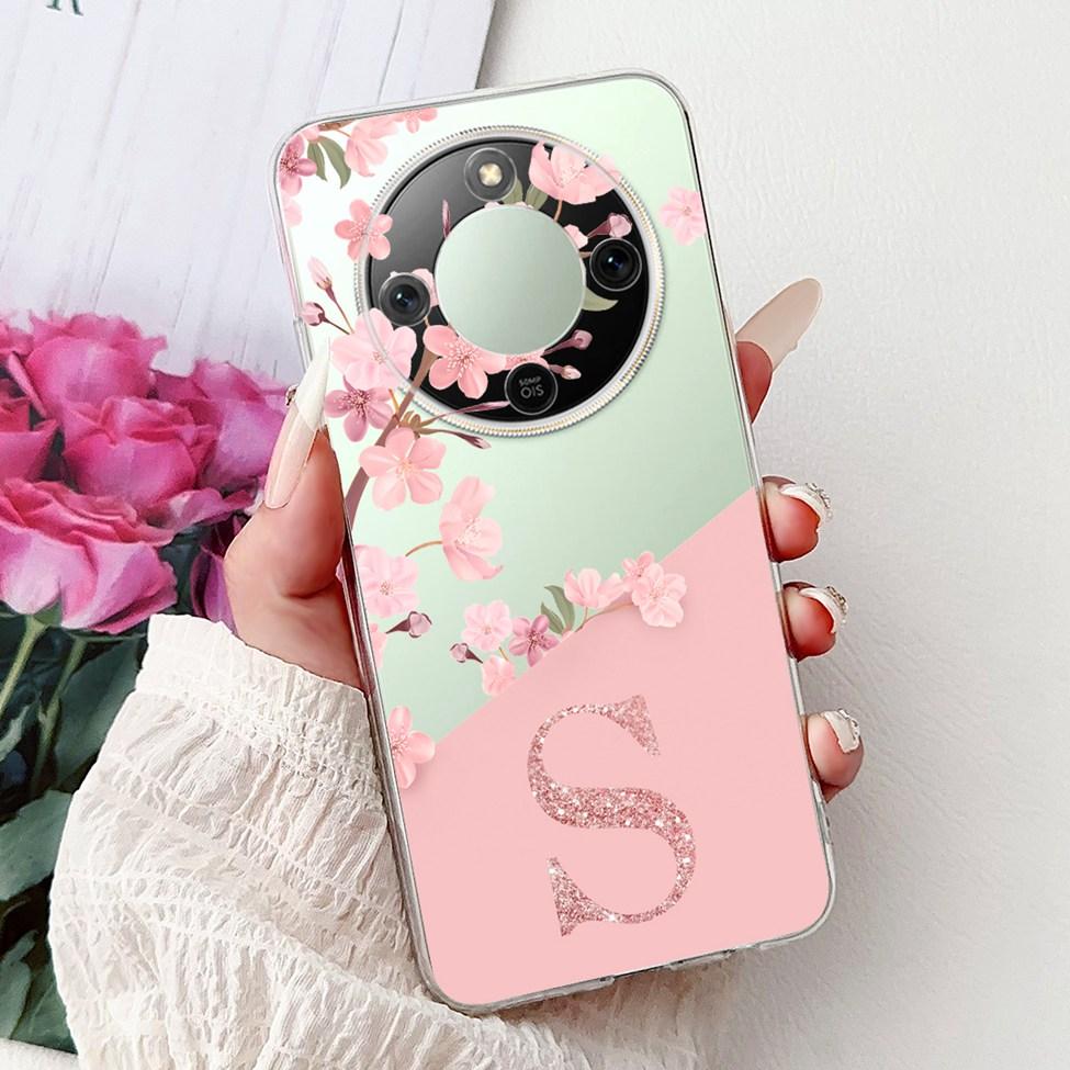 5G For Honor X70 MTN-AN00 Case For Honor X70 Cover Clear Luxury A-Z Letters Fashion Flowers Crown Soft Bumper Casing
