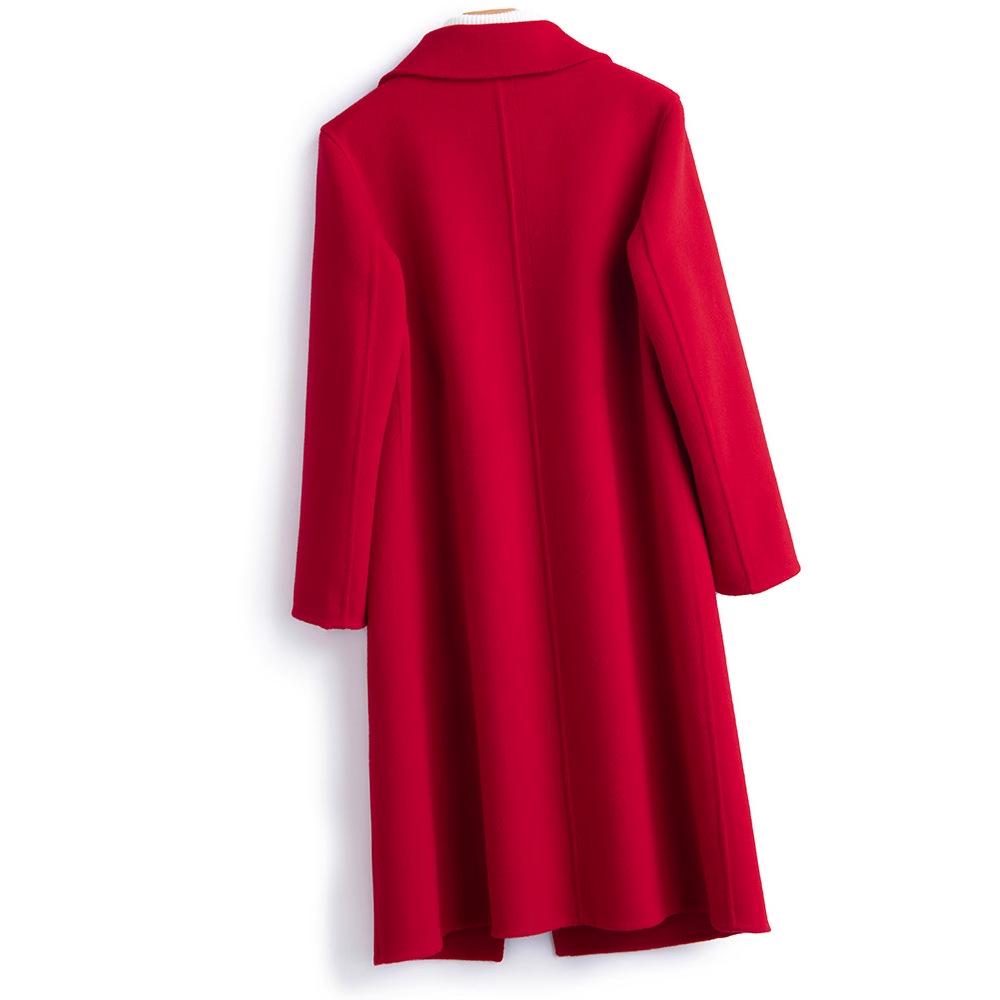 Women's Slim Long Wool Coat with Peter Pan Collar