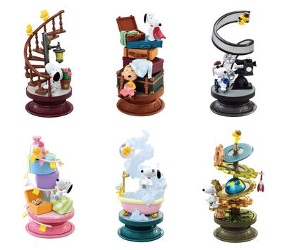 RE-MENT PEANUTS Snoopy Spiral Diorama, 6 Pieces Per Box, Individual Size: H130 X W70 X D70mm, Made of PVC and ABS