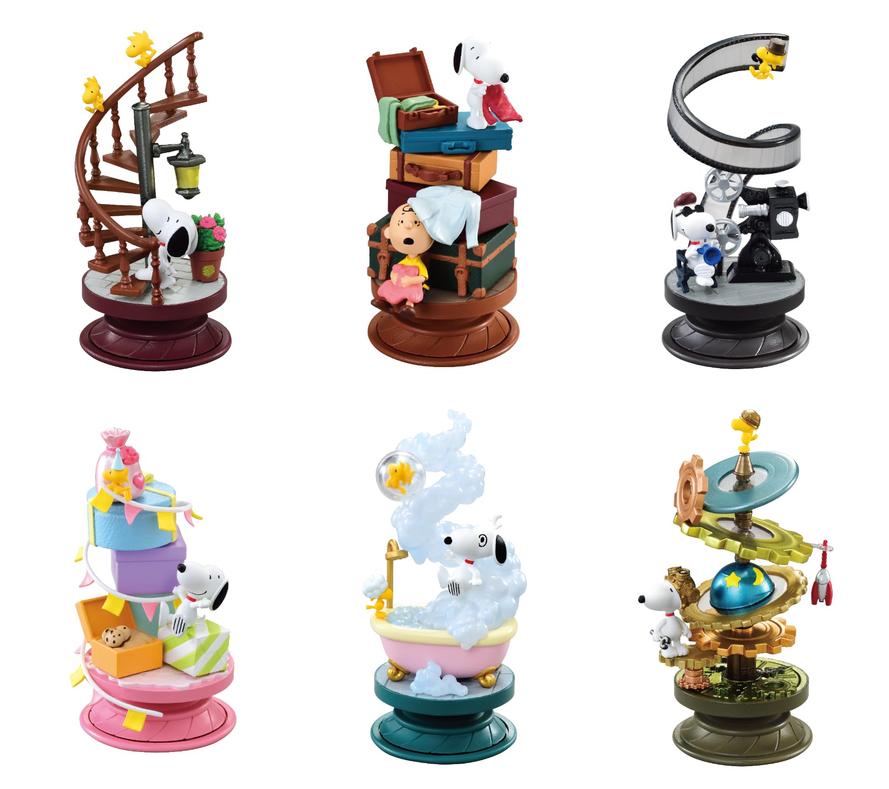 

Re-Ment PEANUTS Snoopy Spiral Diorama, 6 pieces per box, individual size: H130 x W70 x D70mm, made of PVC and ABS